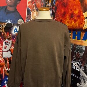 Vintage 90s Nike Brown Mocha Essentials‎ Crewneck Sweatshirt Pullover Sz 2XL